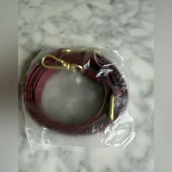 Ribbed Half-Moon Shoulder Bag in Burgundy with Crossbody Strap - Picture 8 of 8